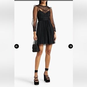 Red Valentino Abito Nero Black Sheer Long Sleeve Dress NWT